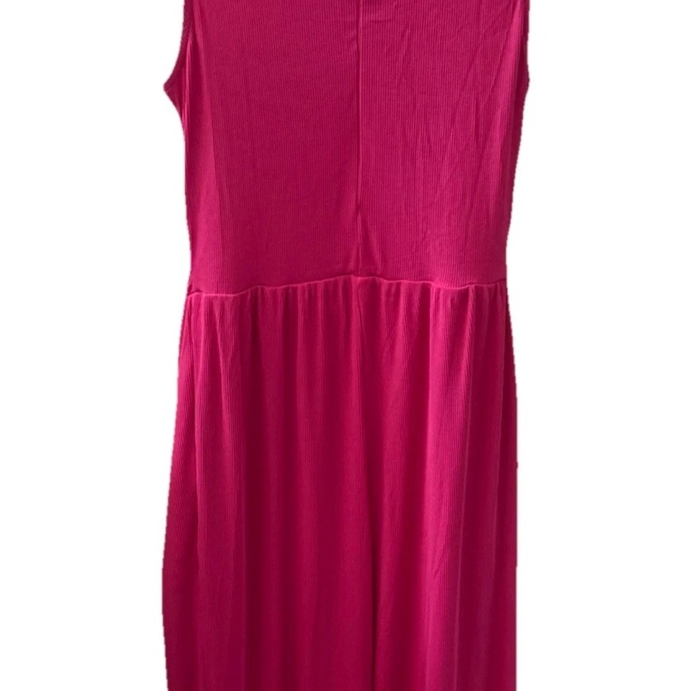 Jumpsuit Hot Pink Women's Size L Sleeveless High Waisted Pockets - Picture 6 of 11